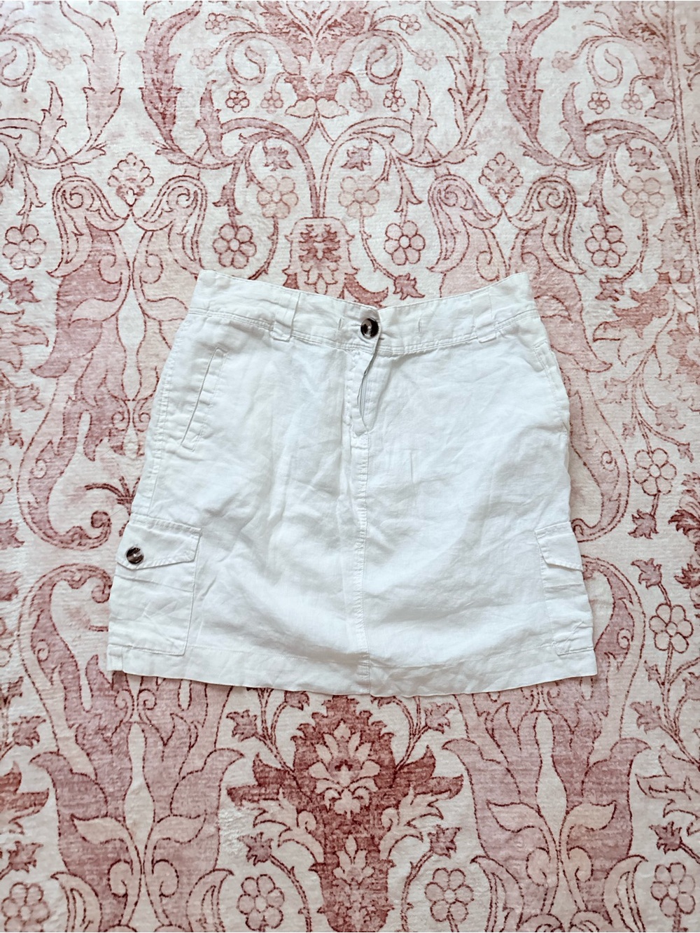 Autograph White Linen-Blend Cargo Mini Skirt